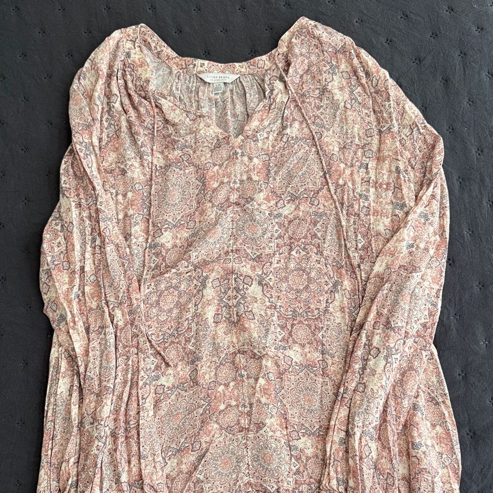 Lucky Brand Paisley Print Top in Pink and Cream
